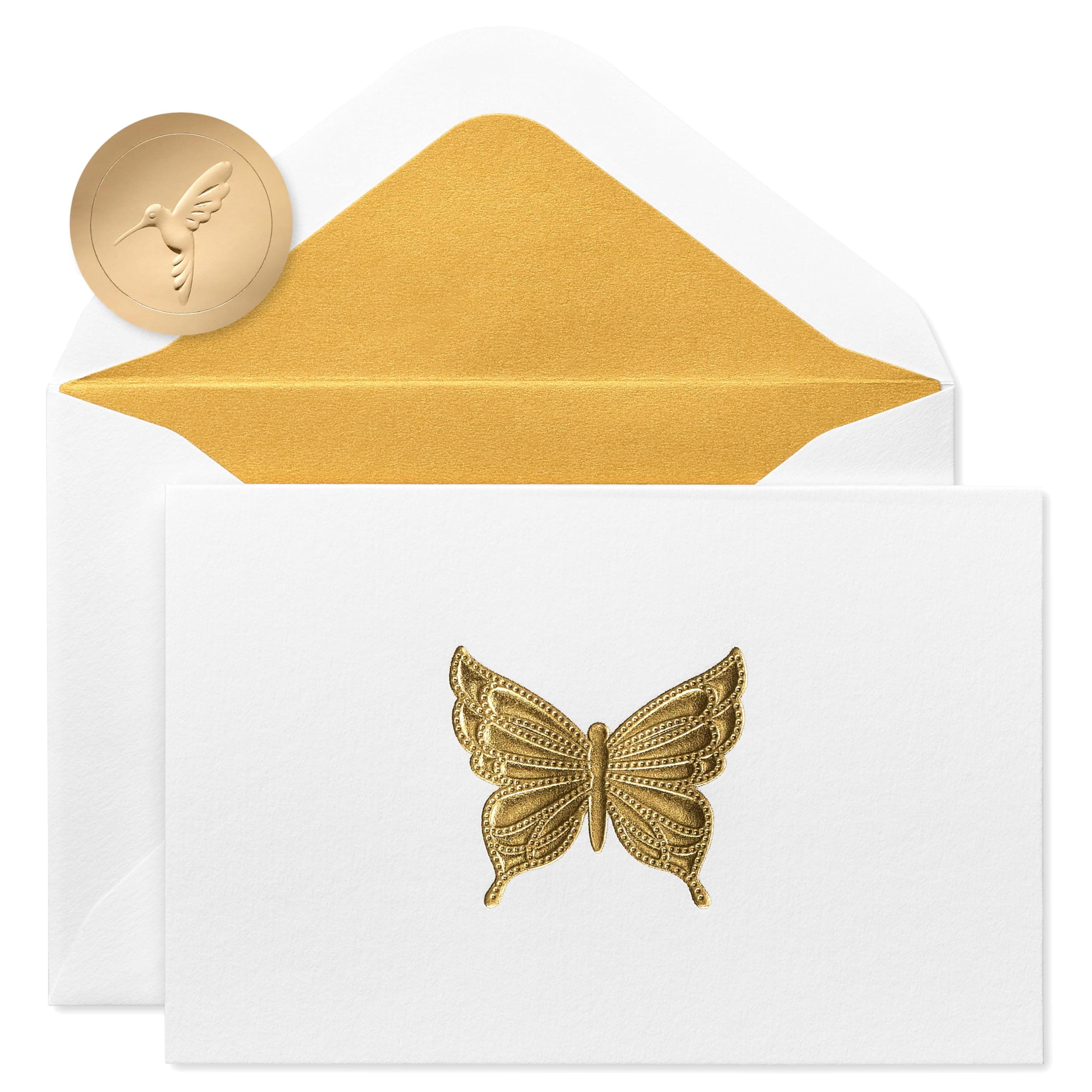 Papyrus Blank Cards with Envelopes, Gold Butterfly (14-Count)