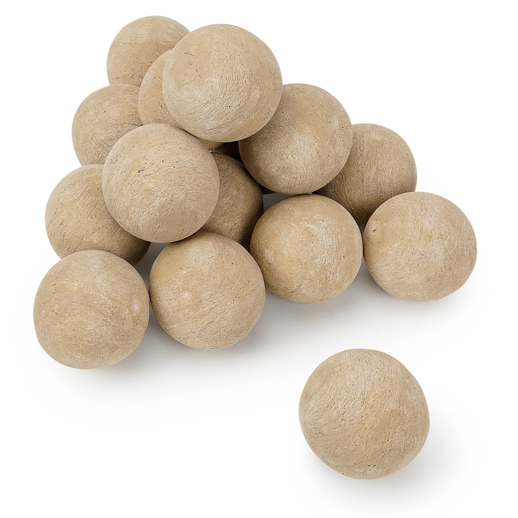Stanbroil Ceramic Fire Balls - 3” Round Fire Stones for Fire Pit Fire Bowl and Fireplace - Set of 15, Beige