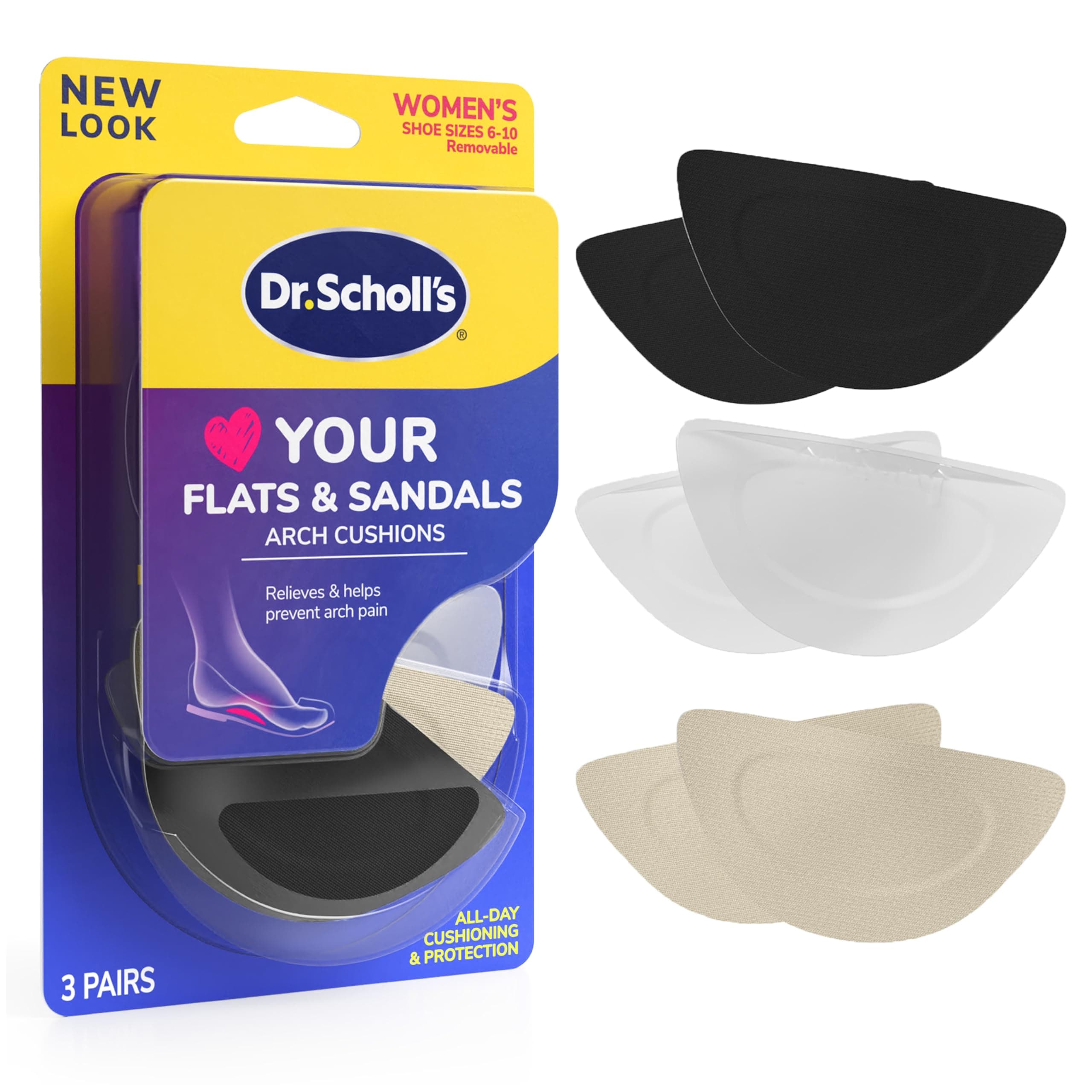 Dr. Schollââ‚¬Â„¢S Stylish Step Hidden Arch Support For Flats, 3 Pairs