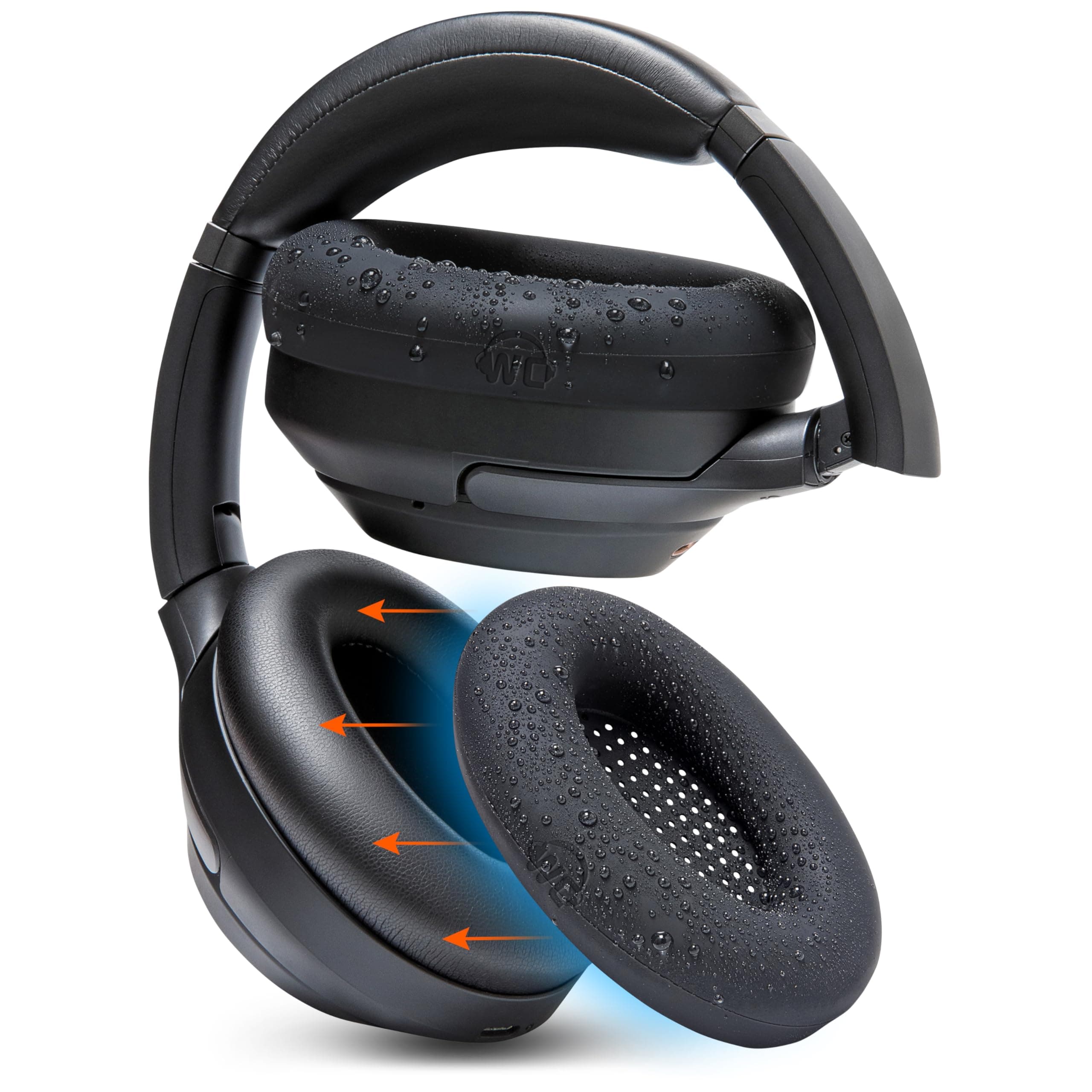 ﻿WC SweatZ XM3 - Patented Protective Earpad Sweat Covers for Sony WH1000XM3 by WC | Silicone Ear Covers for Sony WH-1000XM3 Headphones | Sweatproof & Easily Washable | Black