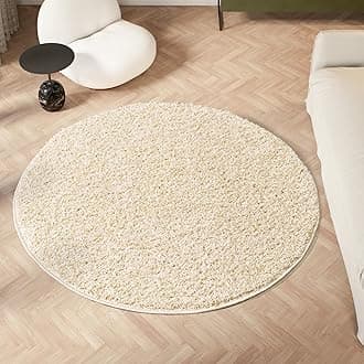 homeart Area Rug - Super Soft Shaggy Rugs For The Living Rooms, Bedrooms And Kitchen - Modern, Easy To Clean Carpet - 120 cm Round, Beige Light
