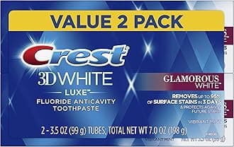 Twin Pack 3D White Luxe Glamorous White Toothpaste, 3.5 Ounce each