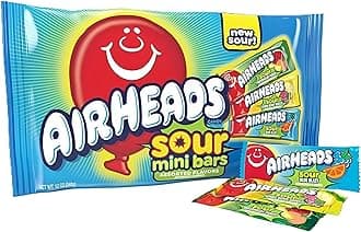 Airheads Mini SOURS Candy Bars, Sour Watermelon Punch, Blue Blast, and Lemon Berry Squeeze 12oz Variety Bag