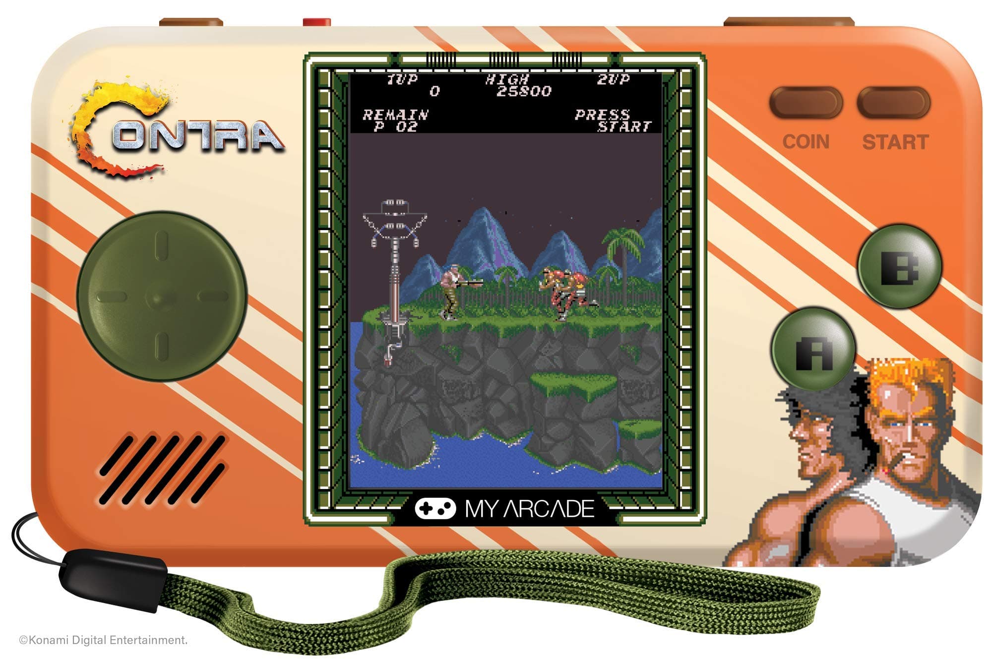My Arcade Contra Pocket Player-2-In1, Includes Contra And Super Contra, Co/Vs Link For Co-Op Action, Full Color Display, Volume Controls, Headphone Jack, Battery Or Micro USb Powered (Dgunl-3281)