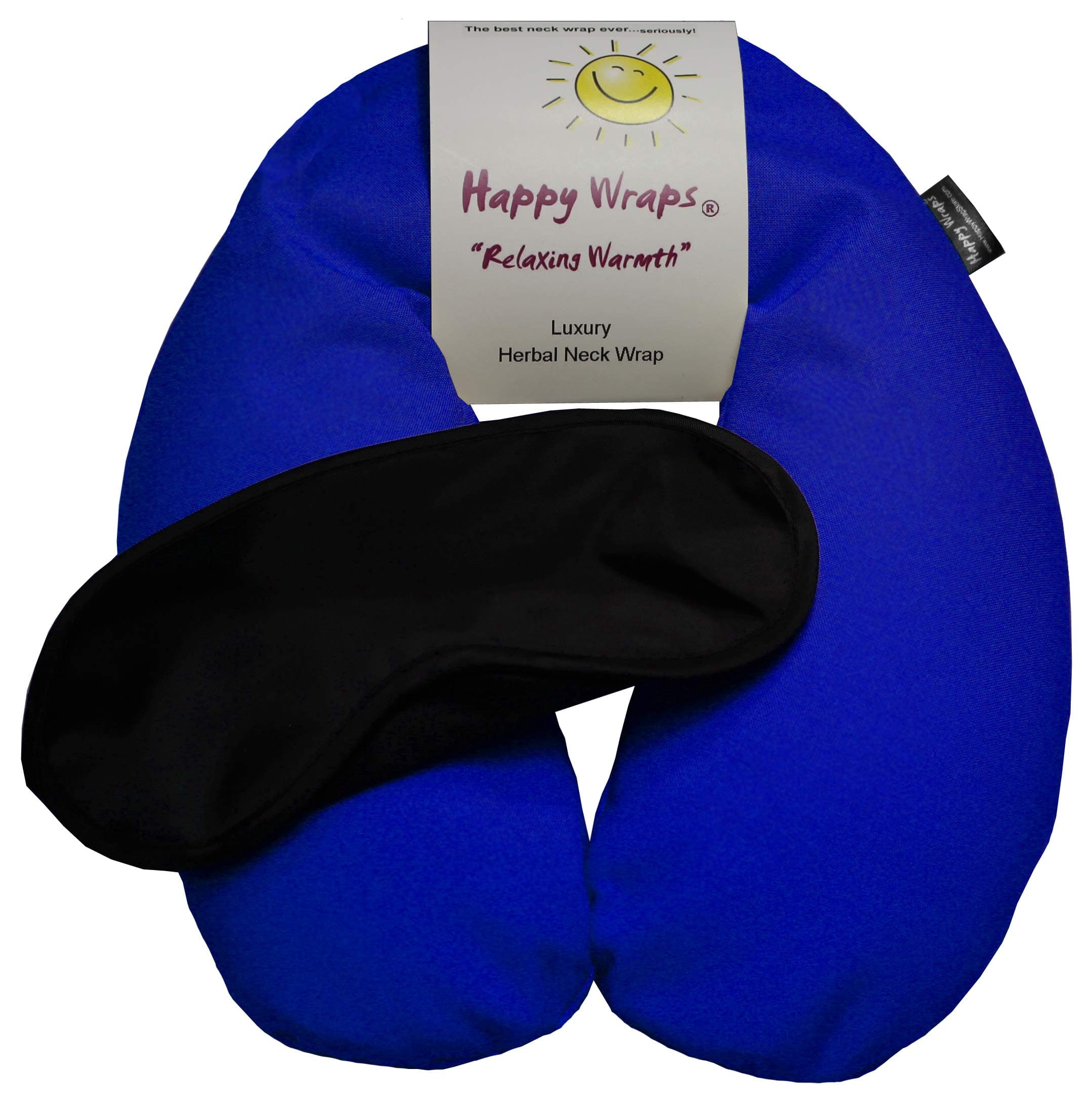 Microwavable Unscented Flax Seed Neck Wrap & Free Sleep Eye Mask - Hot Cold Heating Pad for Shoulder & Neck Pain Relief Pillow - Stress & Migraine Relief - Heat or Freeze - Navy