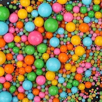 Rainbow Sprinkles, 130g/4.6oz Pearl Sprinkles for cake decorating, Edible Sugar Candy Pearls for Baking, Cookie Decorations and Cupcake Toppings, Wedding Party Supplies