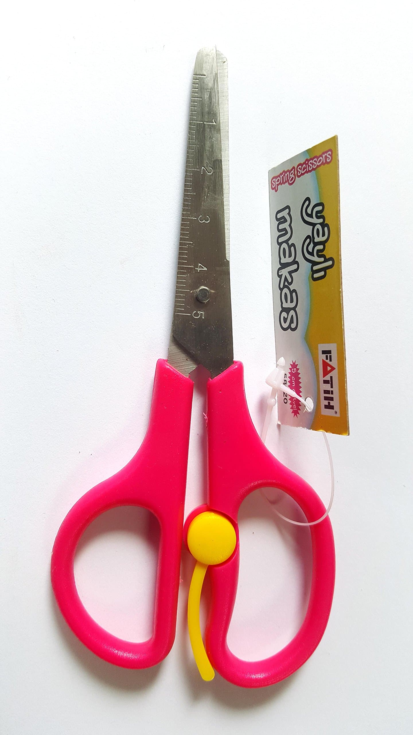 Spring-Loaded Children's Scissors with Ruler. Great Quality. 13.5cm Long (Pink)