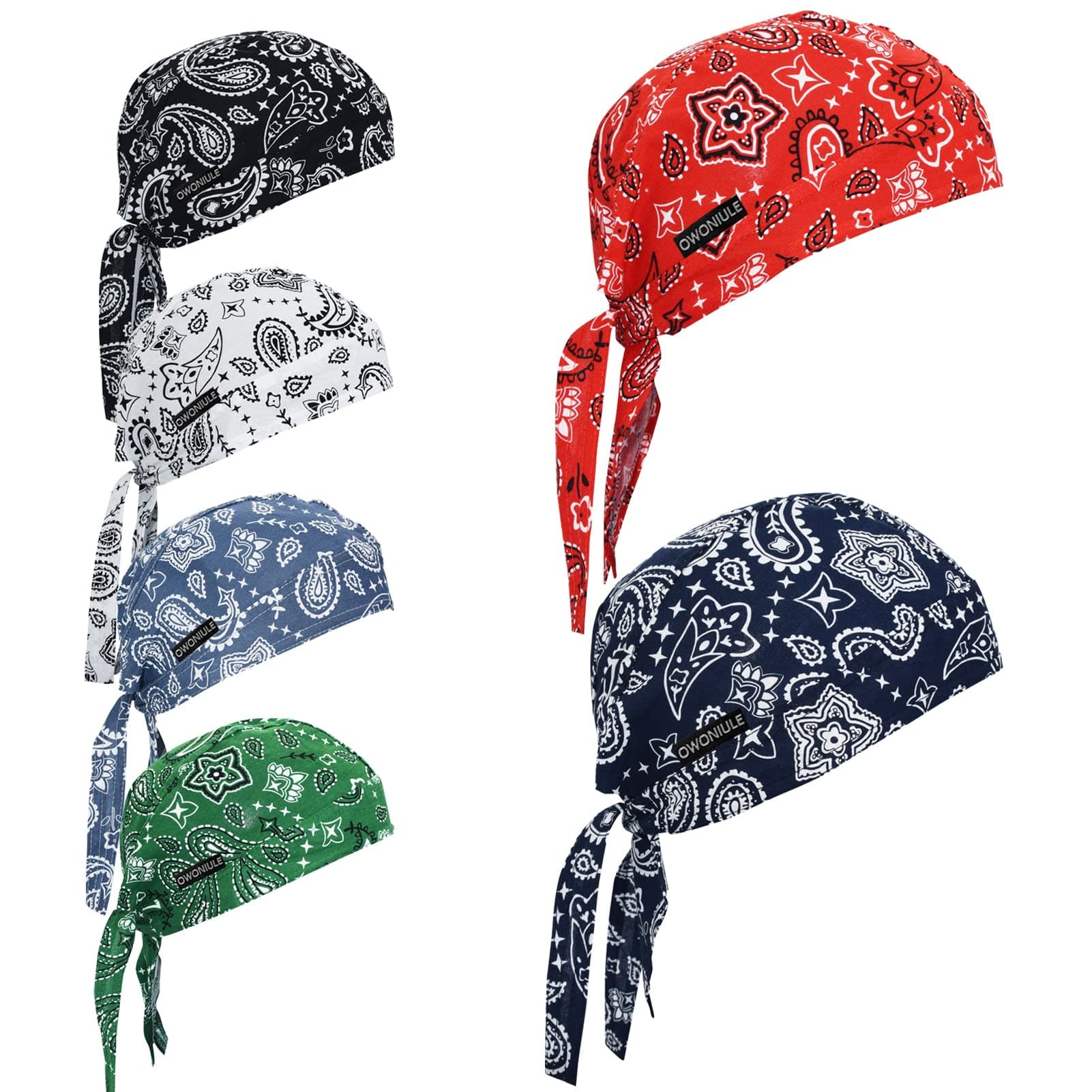 Cotton Doo Rag Skull Cap Sweat Wicking Head Wraps Breathable Helmet Liner Beanie Dew Rags for Men