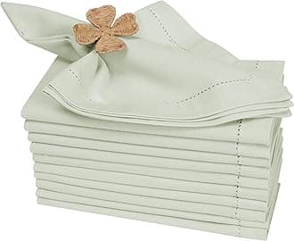 HOMIDATE Cloth Napkins Set of 12-18x18 Hemstitched Cotton Dinner Napkins, Machine Washable, Aloe Wash, Wedding Napkins, Eco-Friendly & Reusable