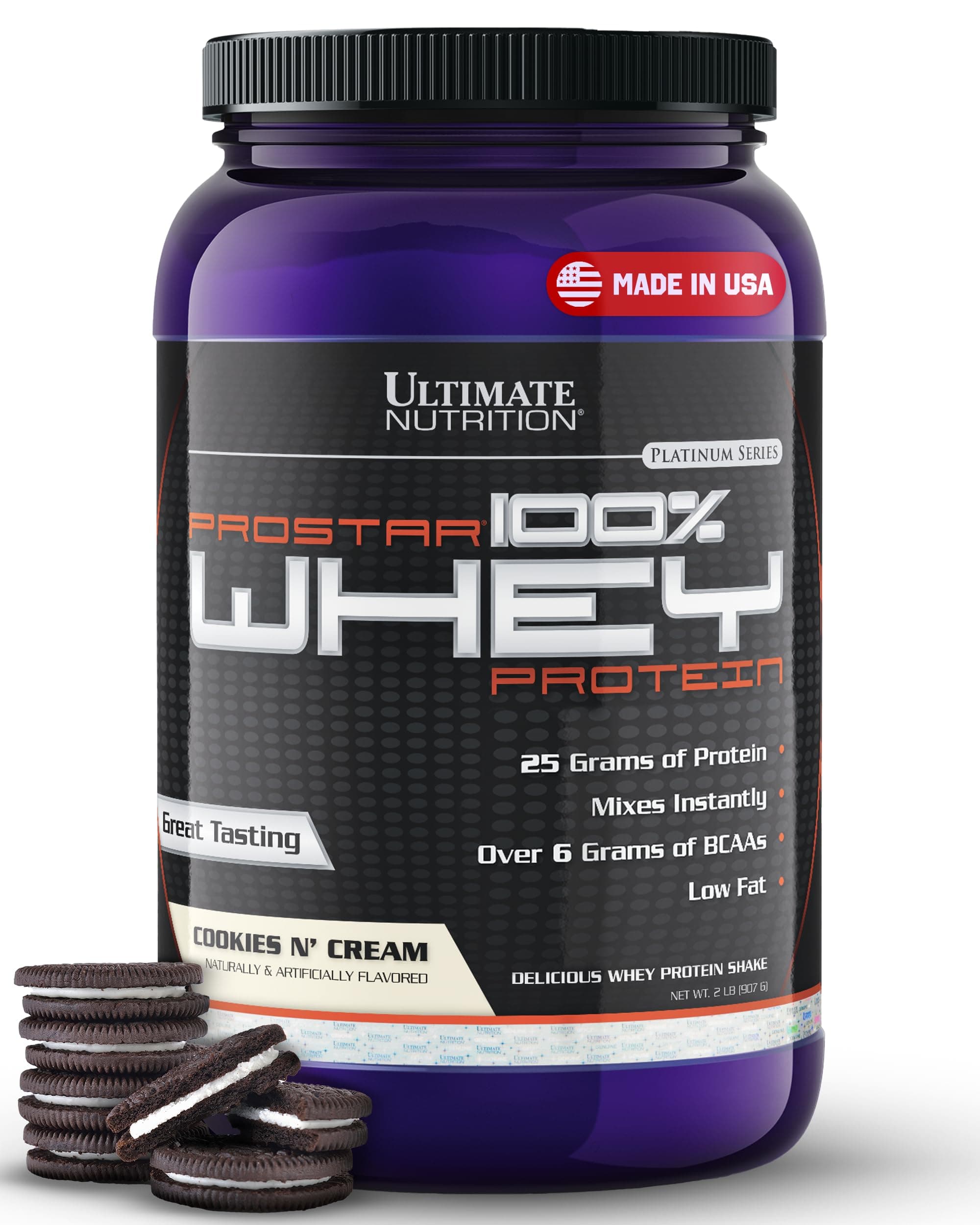Prostar Whey Protein Powder Isolate, Cookies N Cream - Low Carb, High Protein Powder Shake for Muscle Gain & Recovery - Low Sodium, Low-Fat & Keto Friendly - 2 lbs Tub