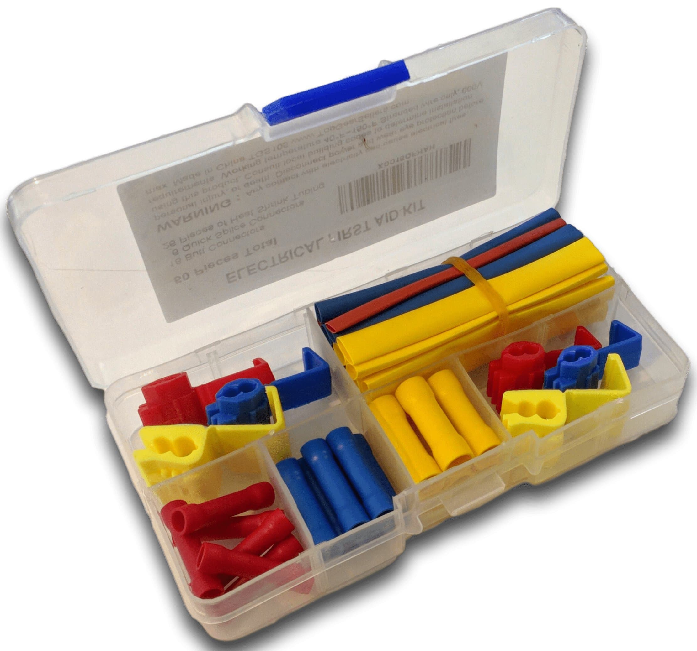 Wiring Emergency Connector Kit, 50 Pcs with Case. Best for Electrical, Marine and Automotive Wire. 24 Connectors and 26 Pcs Heat Shrink Tubing.