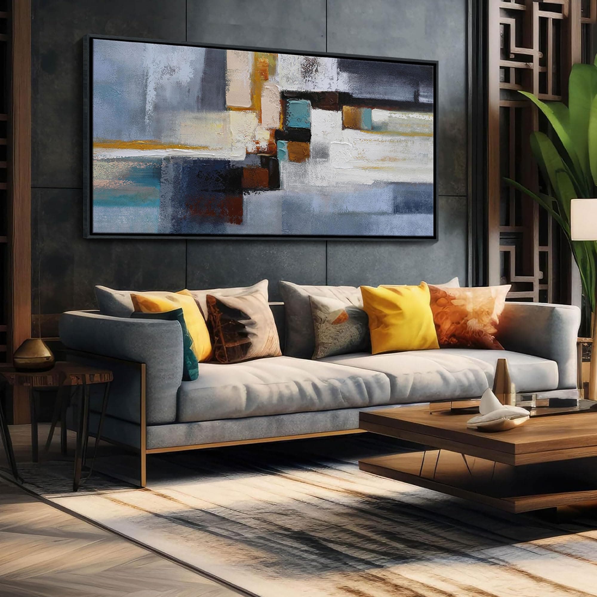 KLAKLA Abstract Wall Art - Black Modern Canvas Picture Artwork for Wall Black Frame Wall Art for Living Room Bedroom Office Painting Art