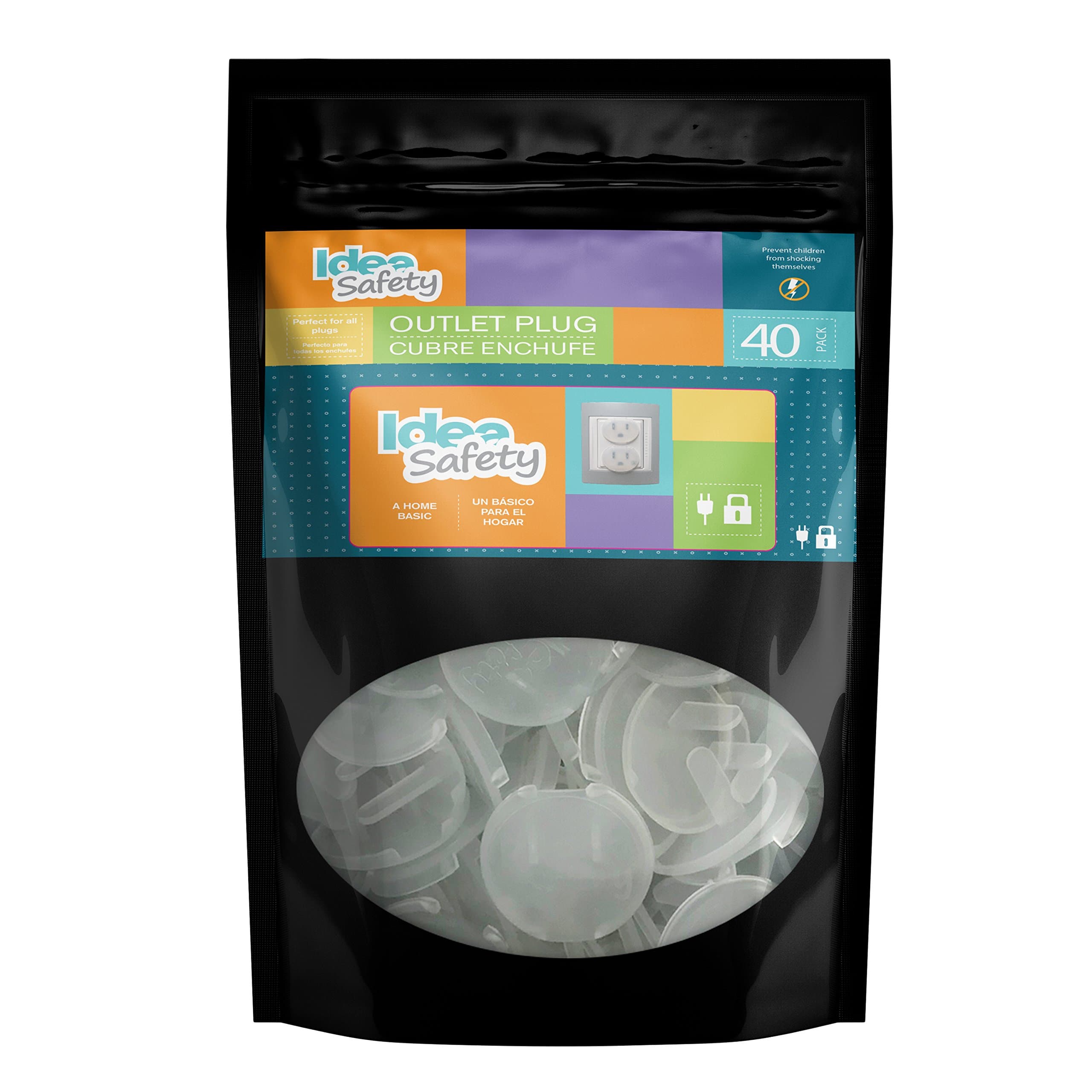 Outlet Plugs Covers (40 Pack) Clear Child Baby Proof - Electrical Protector - Safety Caps by Idea Safety - Home Basic