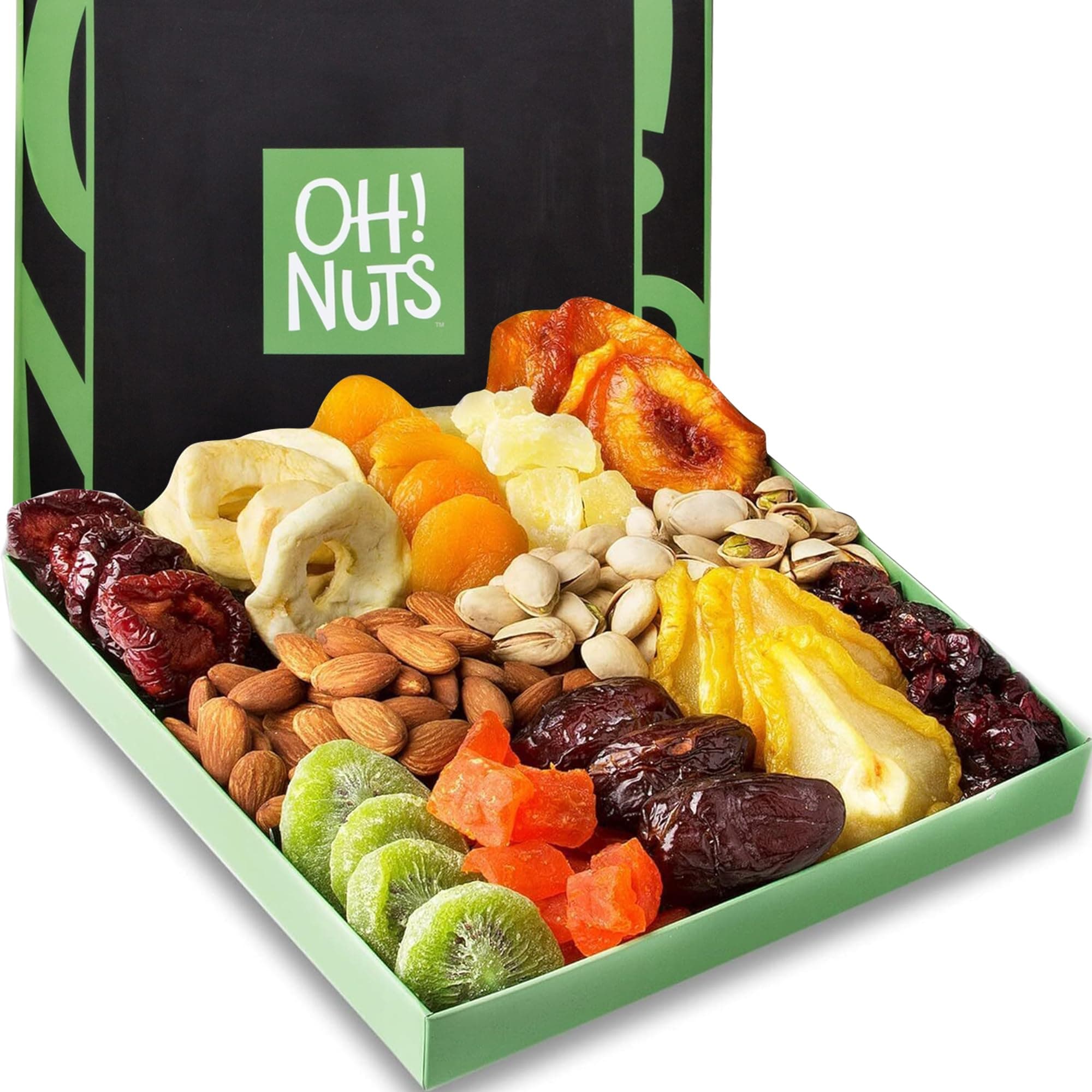 Oh! Nuts Nut and Dried Fruit Gift Basket - Prime Arrangement Platter- Assorted and Dried Fruits Holiday Snack Box - Birthday, Anniversary, Corporate Treat Box for Women, Men -