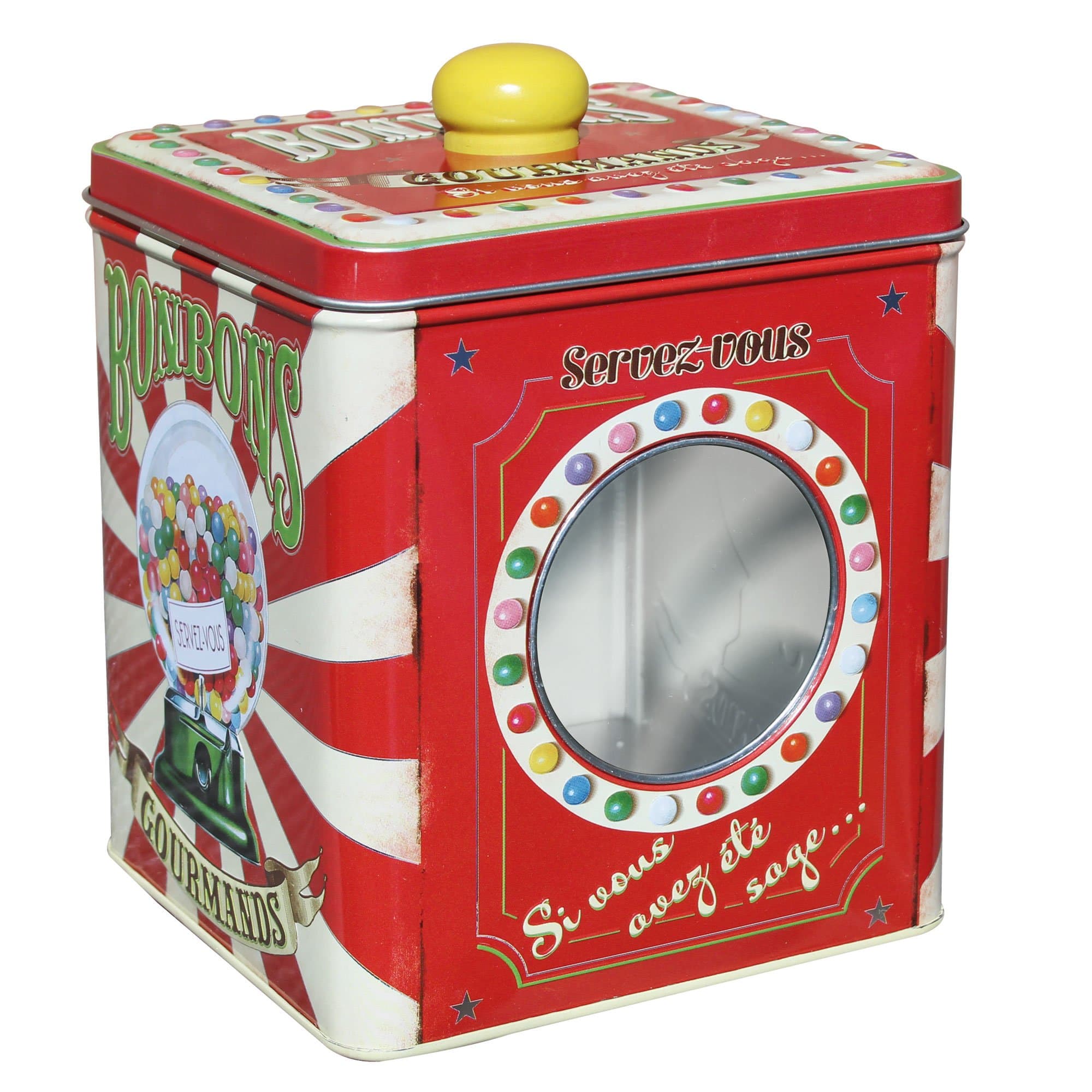 Natives 211245 Chocolate Candy Sweets Jar with Window Metal 12.5x12.5x14.5 cm Multi-Coloured