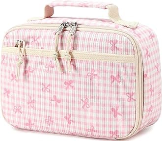 Lunch Box Kids Insulated Lunch Bag Girls Toddler Reusable Lunchbox for School Picnic Hiking (Bowknot-Pink)