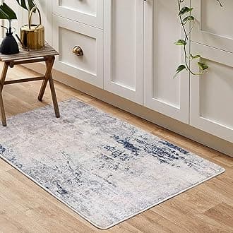 Rugs Living Room Grey Area Rugs for Bedroom Modern Abstract Rug Large Short Pile Rugs Carpet Non-Slip Soft Living Room Rugs Room Decor (60 x 110 cm, Dark Blue/Grey/Beige)