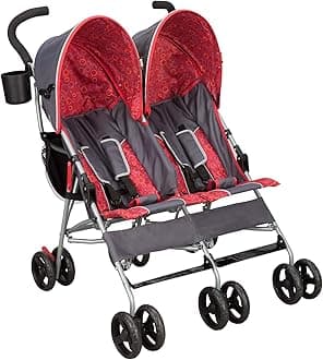 Delta Children LX Side by Side Stroller - with Recline, Storage & Compact Fold, Grey