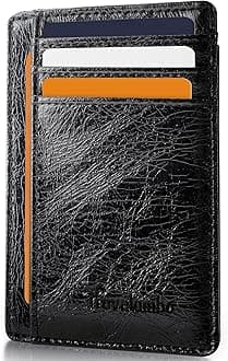 Travelambo Slim Wallet Front Pocket Minimalist Leather RFID Blocking Medium Size