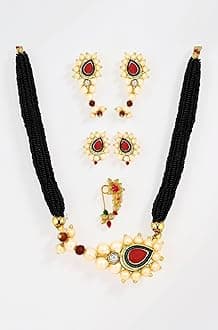 Fashions Maharashtrian Jewellery Marathi Nath Mangalsutra Set with Earrings for Women