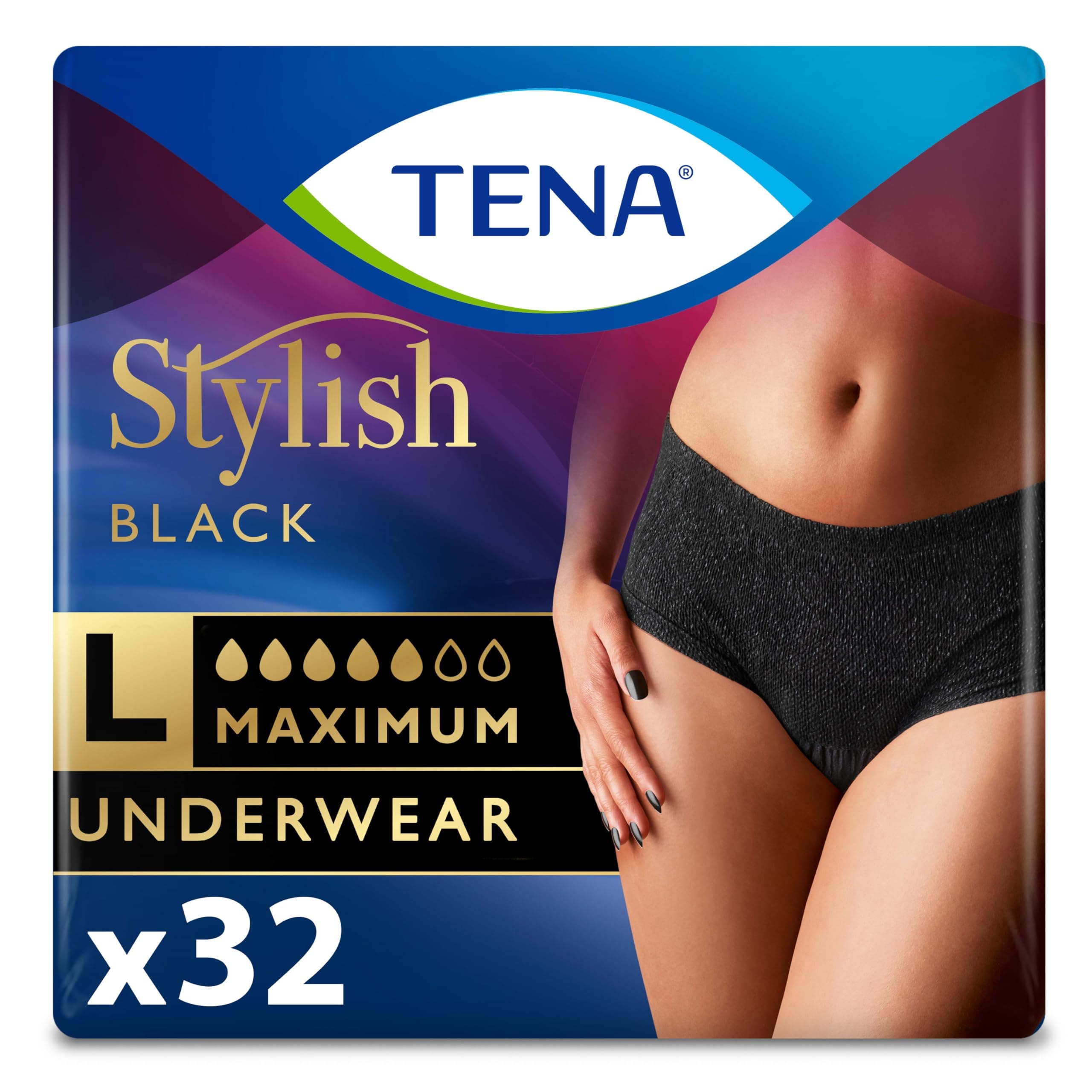TENA Stylish Black Underwear L
