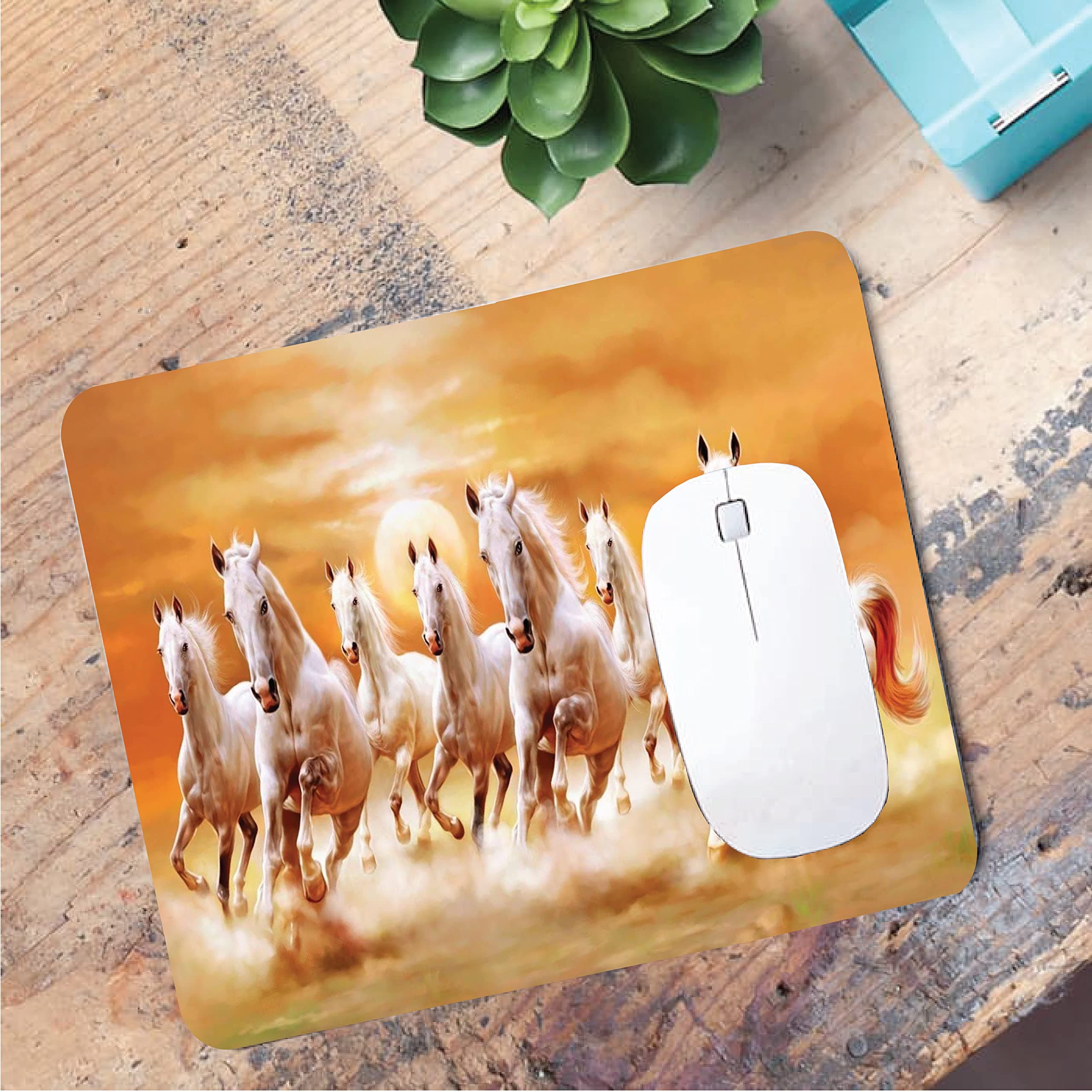 woopme Running Horse Printed Mouse Pad for Office Gaming Professional Laptop PC Desktop Computer Printed Non-Slip Rectangle Rubber Base Mouse Mat (24 x 20 CMS)