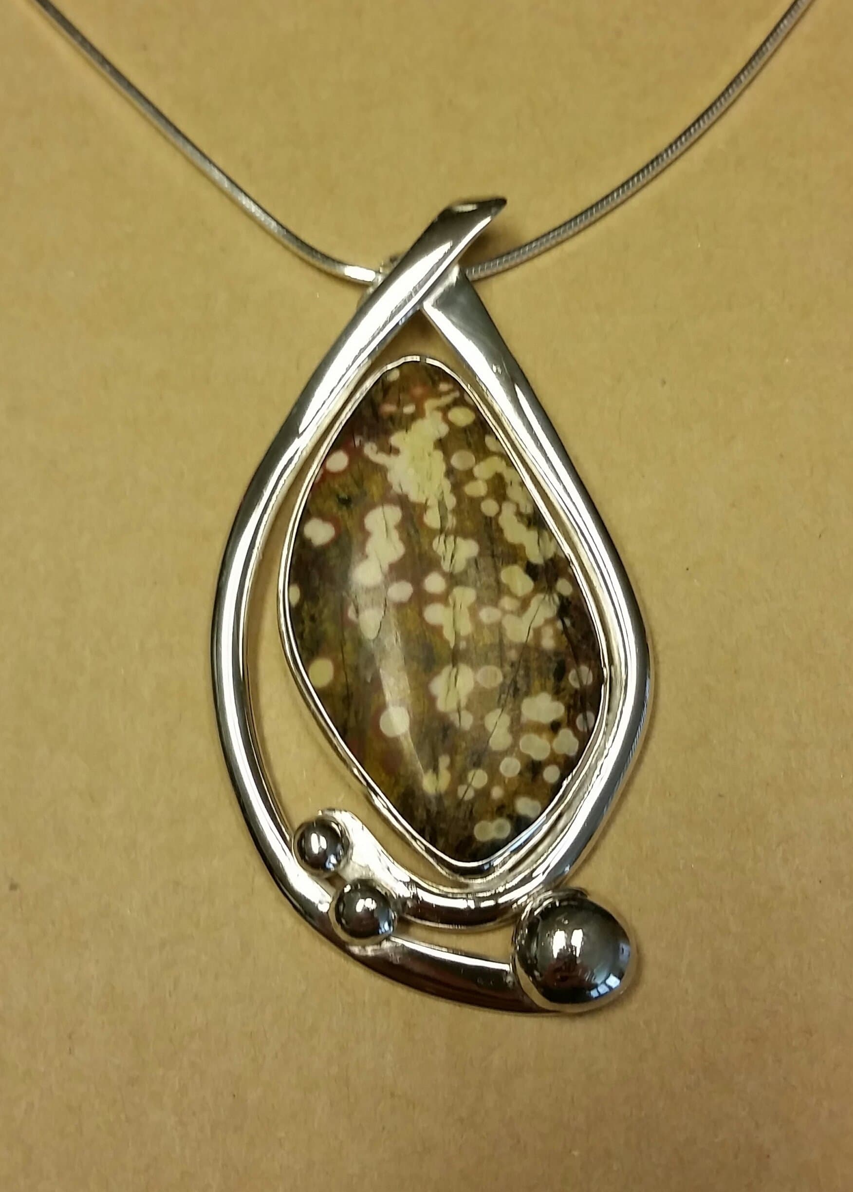 Guadalupe Poppy Jasper Pendant with Chain