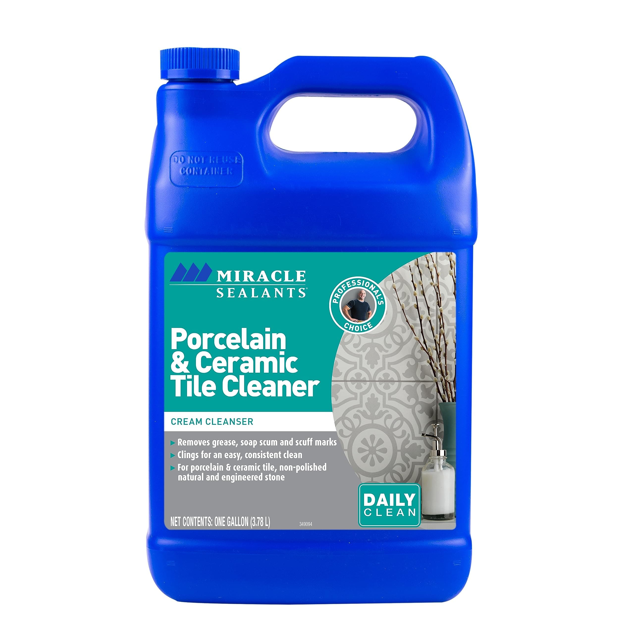 Miracle Sealants Porcelain & Ceramic Tile Cleaner, Scrubbing Compound for Tile, Stone, Glass, Dirt, Stain & Hardwater Spot Remover, Gallon