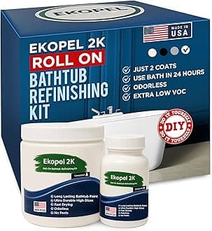 Ekopel Bathtub Touch Up Kit - Odorless Ultra Durable Bright White Gloss - Enough For Up To 2 Coats On A Bathtub - Made in The USA - White