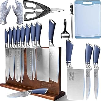 Knives,Professional Knife Sets for Master Chefs,13pcs Stainless Steel Chef Knife Set with Magnetic Knife Block,Kitchen Tools,Meat Cleaver Butcher for Camping,Kitchen Knife Set