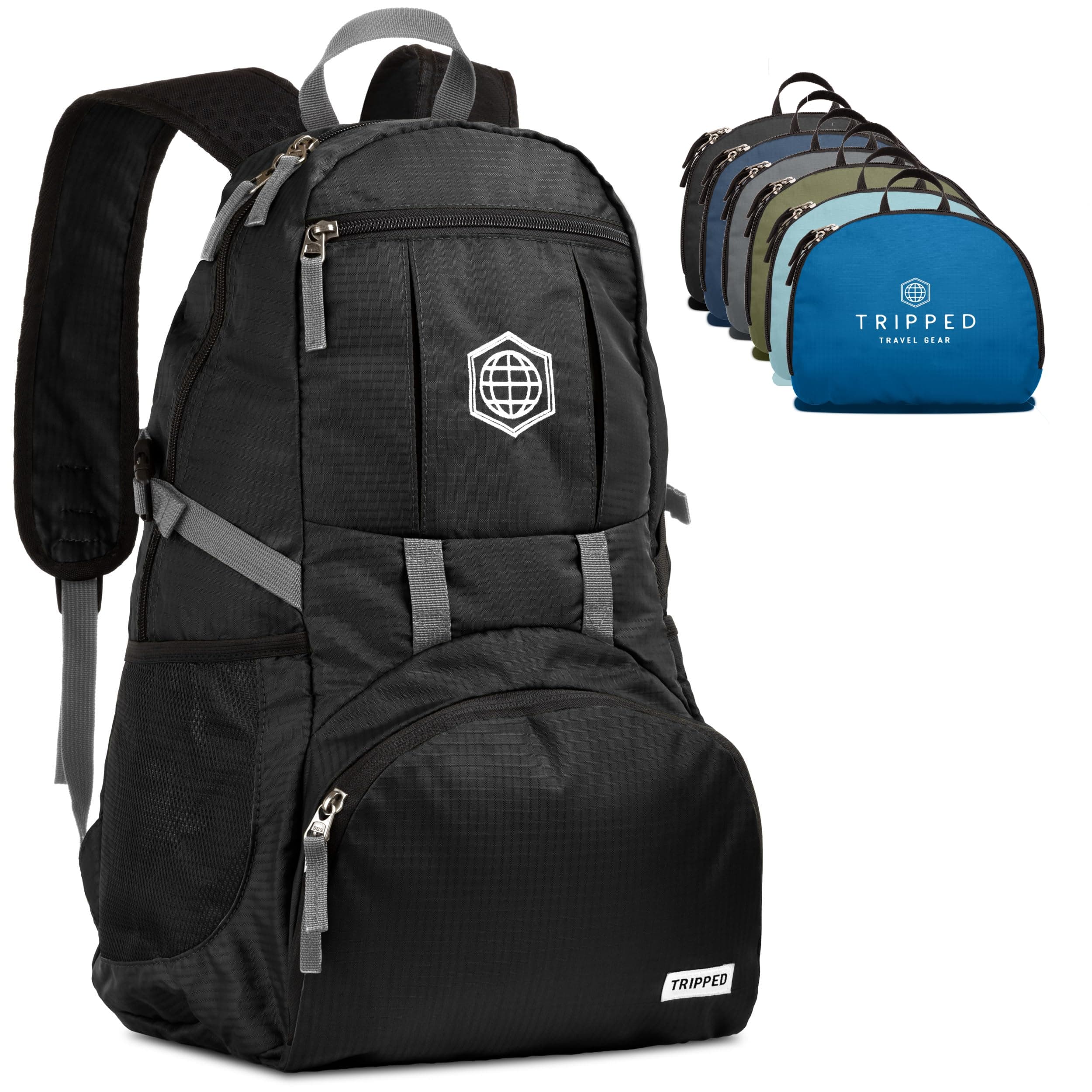 Traveling Backpack- Foldable collapsible lightweight backpack for travel (Black) 35 liters