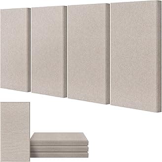 UMIACOUSTICS 4 PCS Acoustic Panels, 2“ Thick 23.6" x 11.8" Fiberglass Sound Wall Panels, Sound Absorbing Panels for Home Studios, Office, Theater. Light Camel