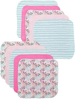 10-Piece Washcloth Set for Newborn Boys and Girls, Soft Terry Baby Washcloths, Baby Essentials, Pink Coral