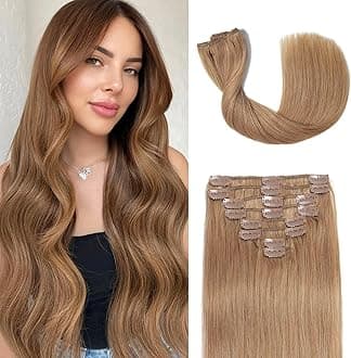 Clip in Hair Extensions Real Human Hair 3.9oz/110g Clip ins 100% Brazilian Remy Human Hair Extension for Women 8pcs Per Set with 18 Clips Double Weft (22 Inch #27 Honey Blonde)