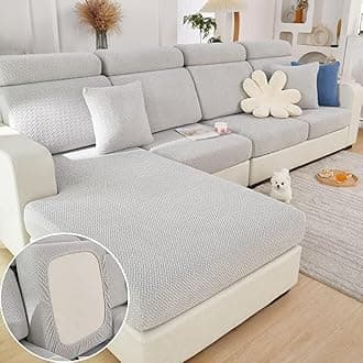 Stretch Sofa Covers for Cushion Couch,Universal Wear Resistant Slipcover with Elastic Bottom,Magic Couch Cover Furniture Protector,Anti-Slip L Shape Sofa Cover,Back Cover M,Weave-Light Gray