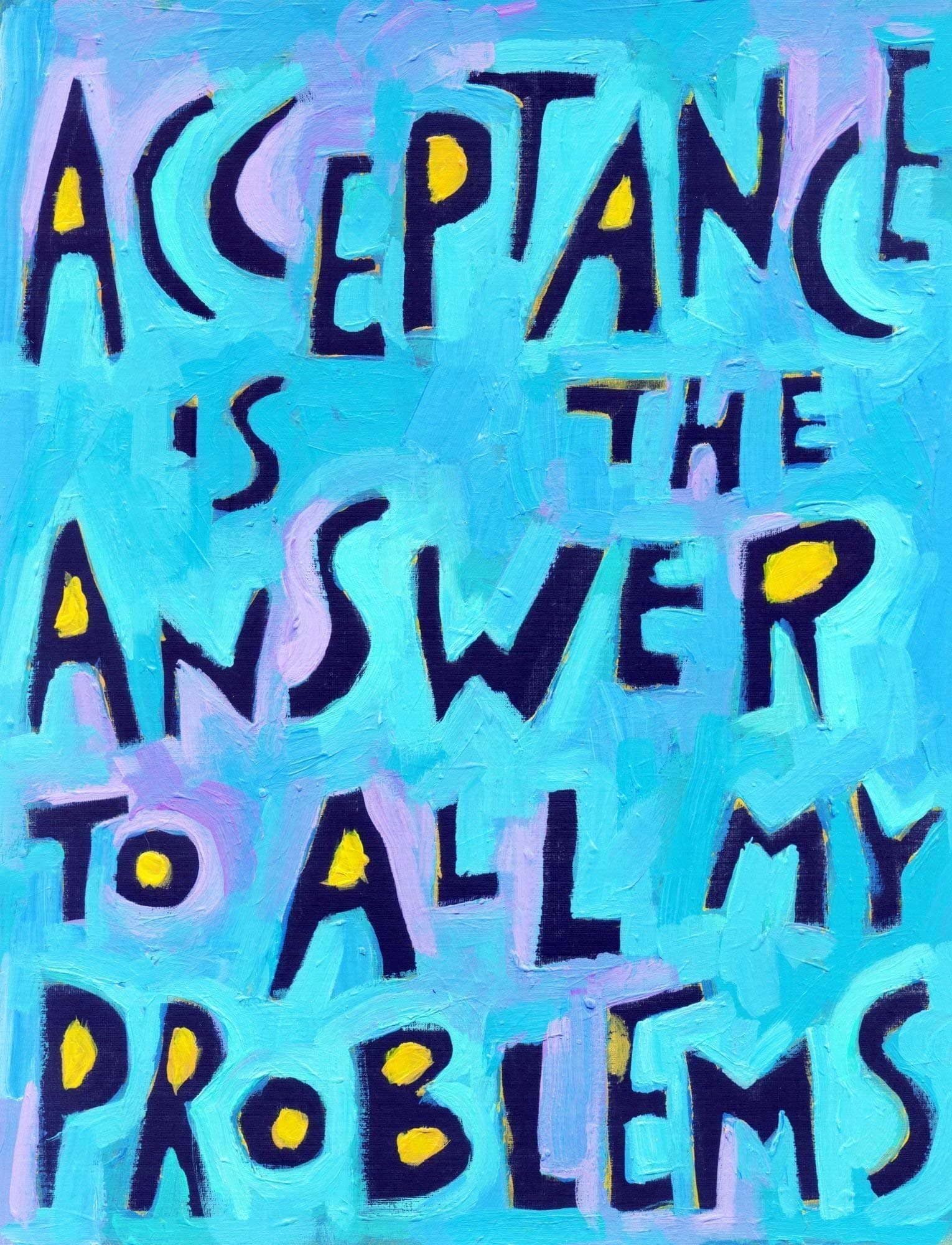 Acceptance is the Answer to All of my Problems AA Recovery Poster 12 step Big Book of Alcoholics Anonymous Quote Poster Sober GIft Handmade Sobriety Token