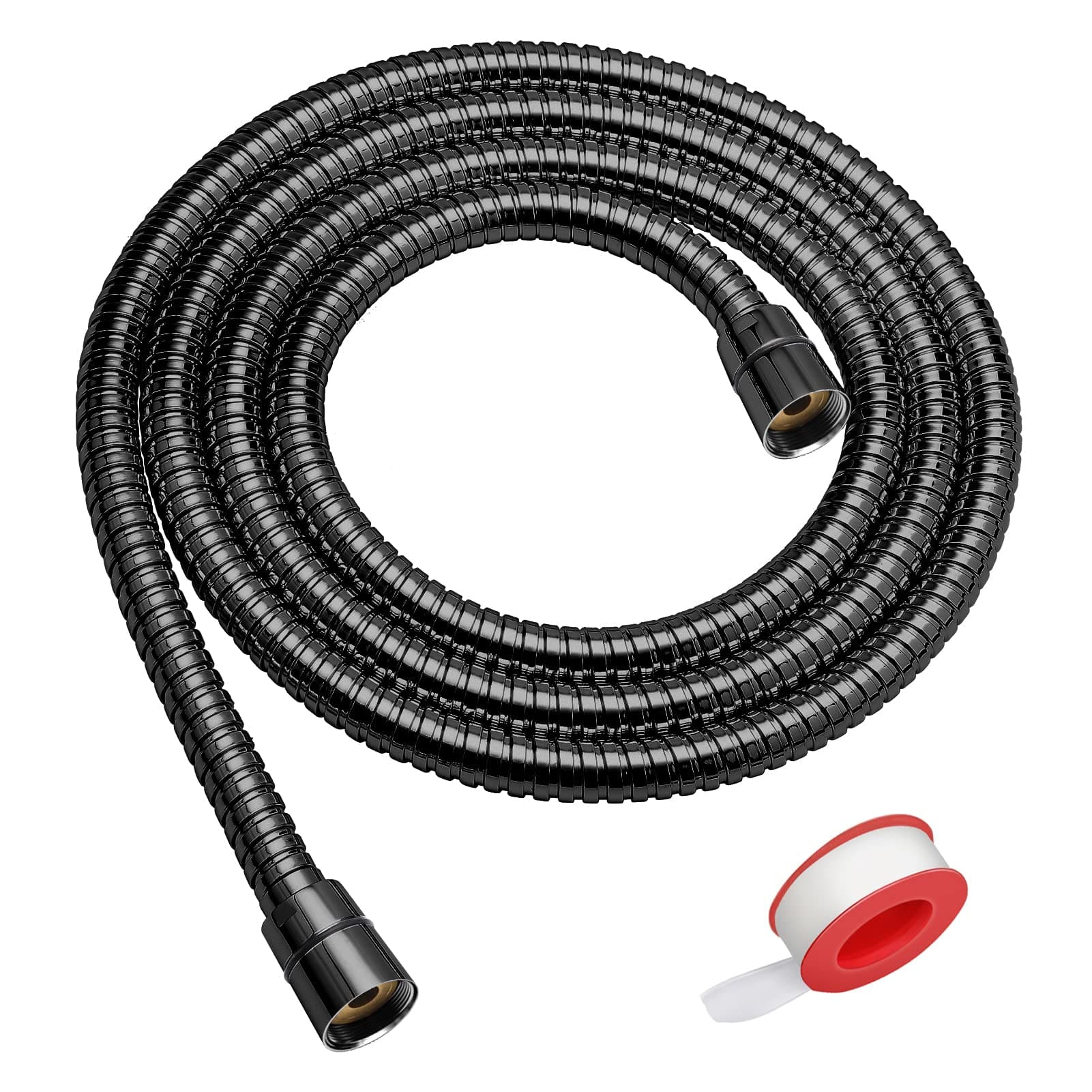 Shower Hose Extra Long 79 Inches Handheld Shower Head Hose with Brass Insert and Nut - Durable and Flexible(Matte Black)