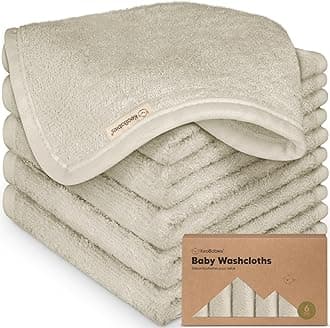 KeaBabies 6-Pack Baby Washcloths - Soft Viscose Derived from Bamboo Washcloth, Baby Wash Cloths, Baby Wash Cloth for Newborn, Kids, Bath Baby Towels, Face Towel, Face Cloths for Washing Face(Stone)