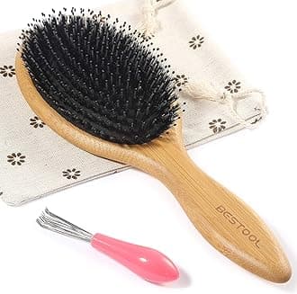 BESTOOL Hair Brush, Boar Bristle Hair Brushes for Women men Kid, Boar & Nylon Bristle Brush for Wet/Dry Hair Smoothing Massaging Detangling, Everyday Brush Enhance Shine & Health (Round)