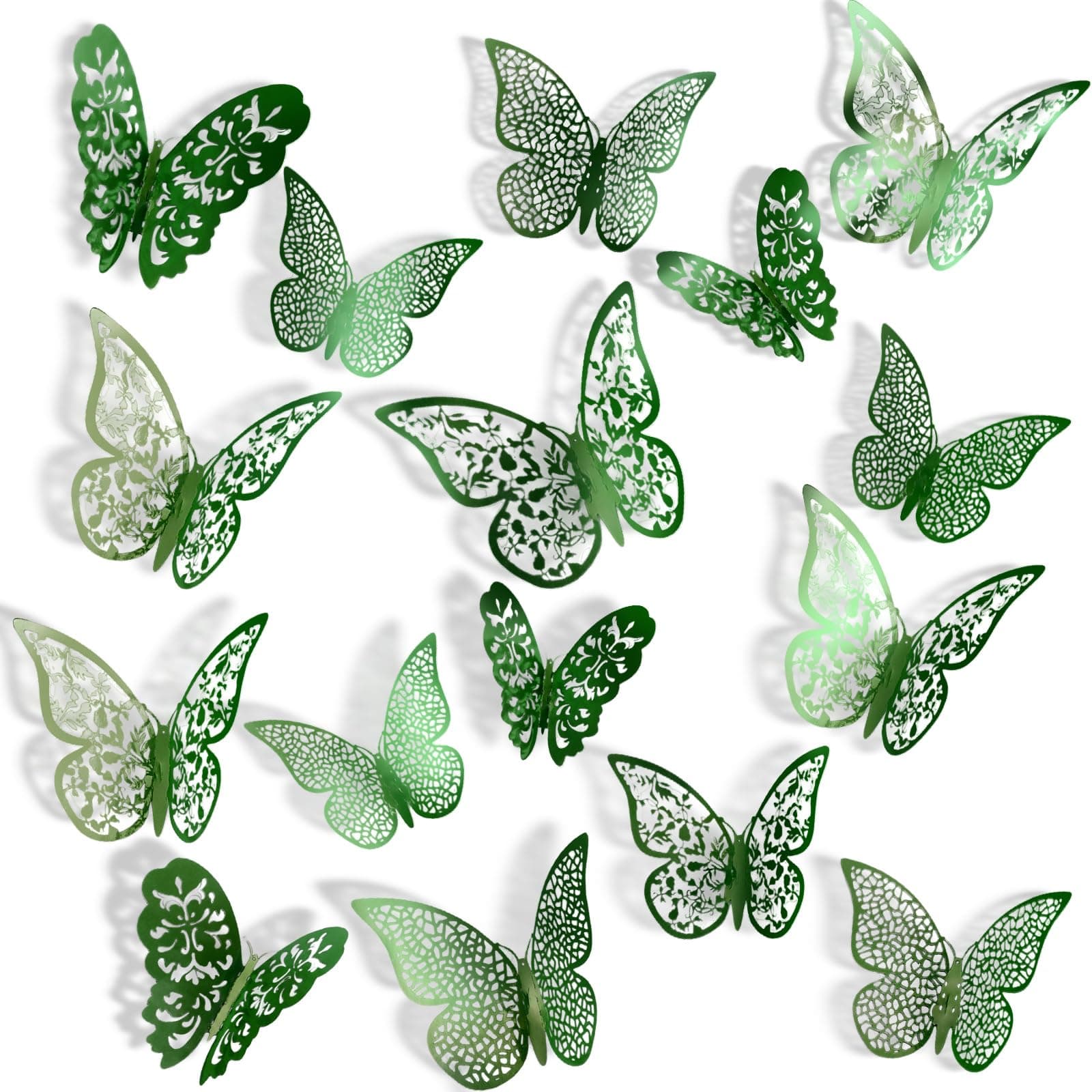 Bememo 72 Pieces 3D Butterfly Wall Decals Sticker Decal Wall Decor Art Decorative Sticker 3 Sizes for Room Offices Bedroom Bathroom Living Room Decor(Light Green)