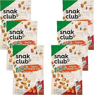 Tajin Fiesta Snack Mix, Peanuts, Crunchy Peanuts, Toasted Corn, and Pepitas with Chili and Lime Seasoning, Mild, 4 oz Resealable Bags, 6 Pack