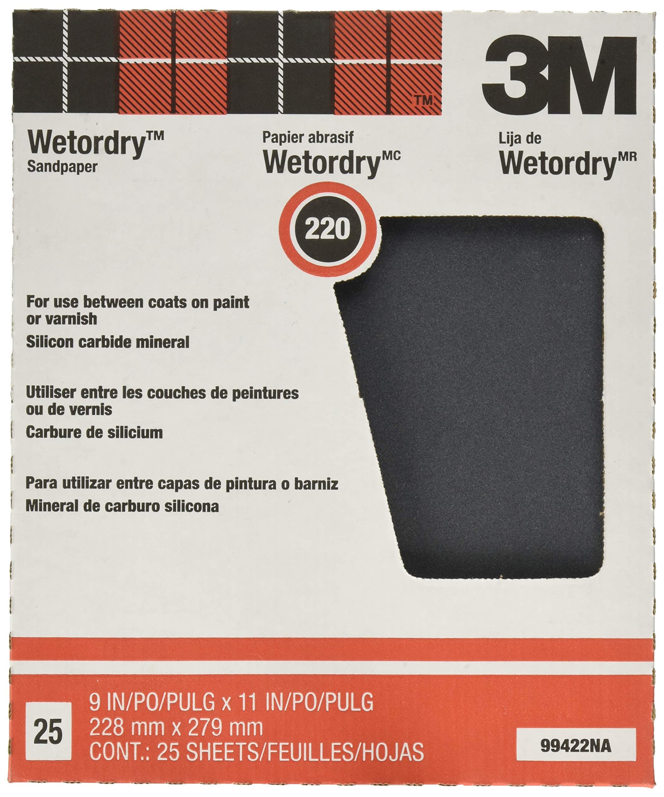 3M Pro-Pak Wetordry Sanding Sheets, 9 in. x 11 in., 200A Grit, 25 sheets