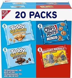 Fun Shapes Variety Pack, Barnum's Animal Crackers, Teddy Grahams and CHIPS AHOY! Cookies, 20 Snack Packs