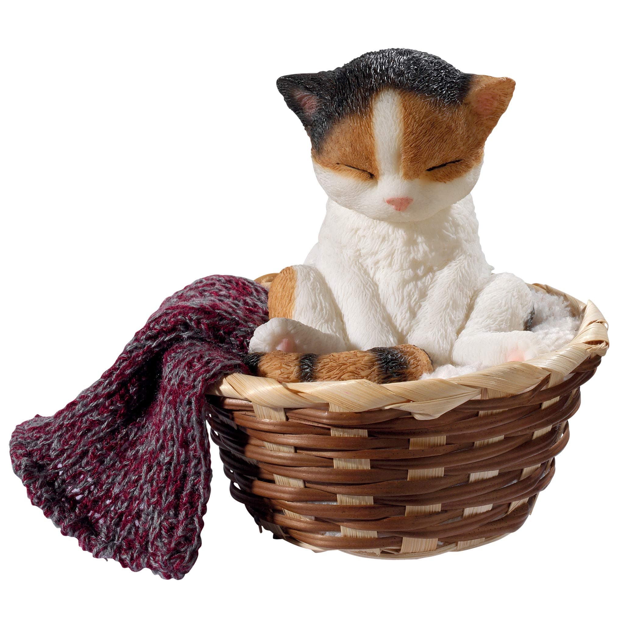 Design Toscano Sleepy Time Kitty Cat Statue With Basket, 5 Inch, Full Color