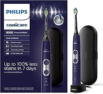 Sonicare Philips ProtectiveClean 6100 Rechargeable Electric Power Toothbrush, Deep Purple, HX6471/03