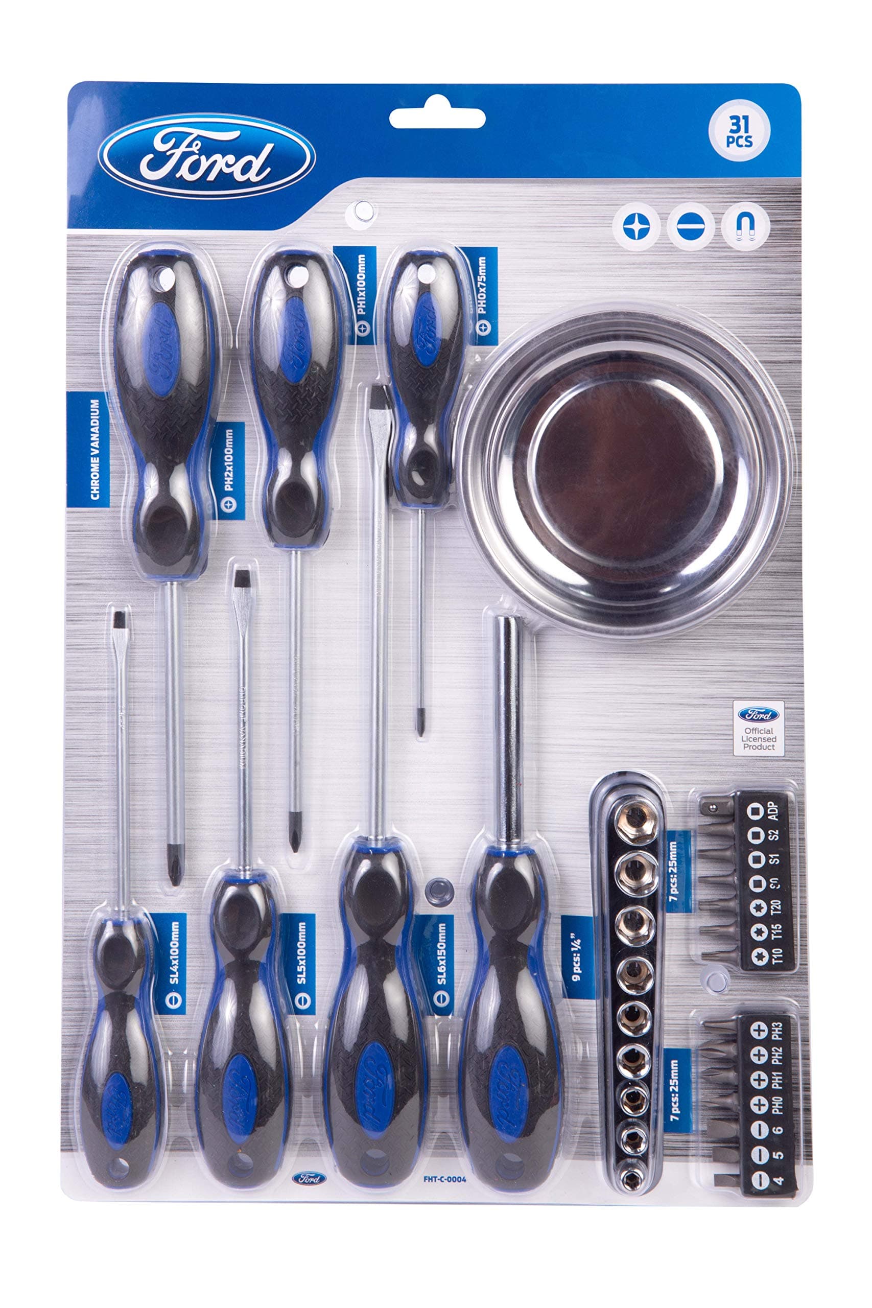 FORD TOOLS 31pc Screwdriver & Bits Set with Magnetic bowl Genuine Ford-Tools