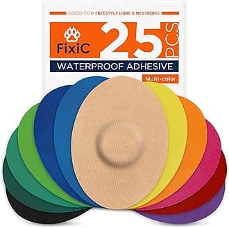 Freestyle Adhesive Patches 25 PCS – Good for Libre 1, 2, 3 & Plus – G7 & Stelo – Guardian – Waterproof Adhesive Bandages – Pre-Cut Back Paper – Long Fixation for Your Sensor! (Multi-Color)