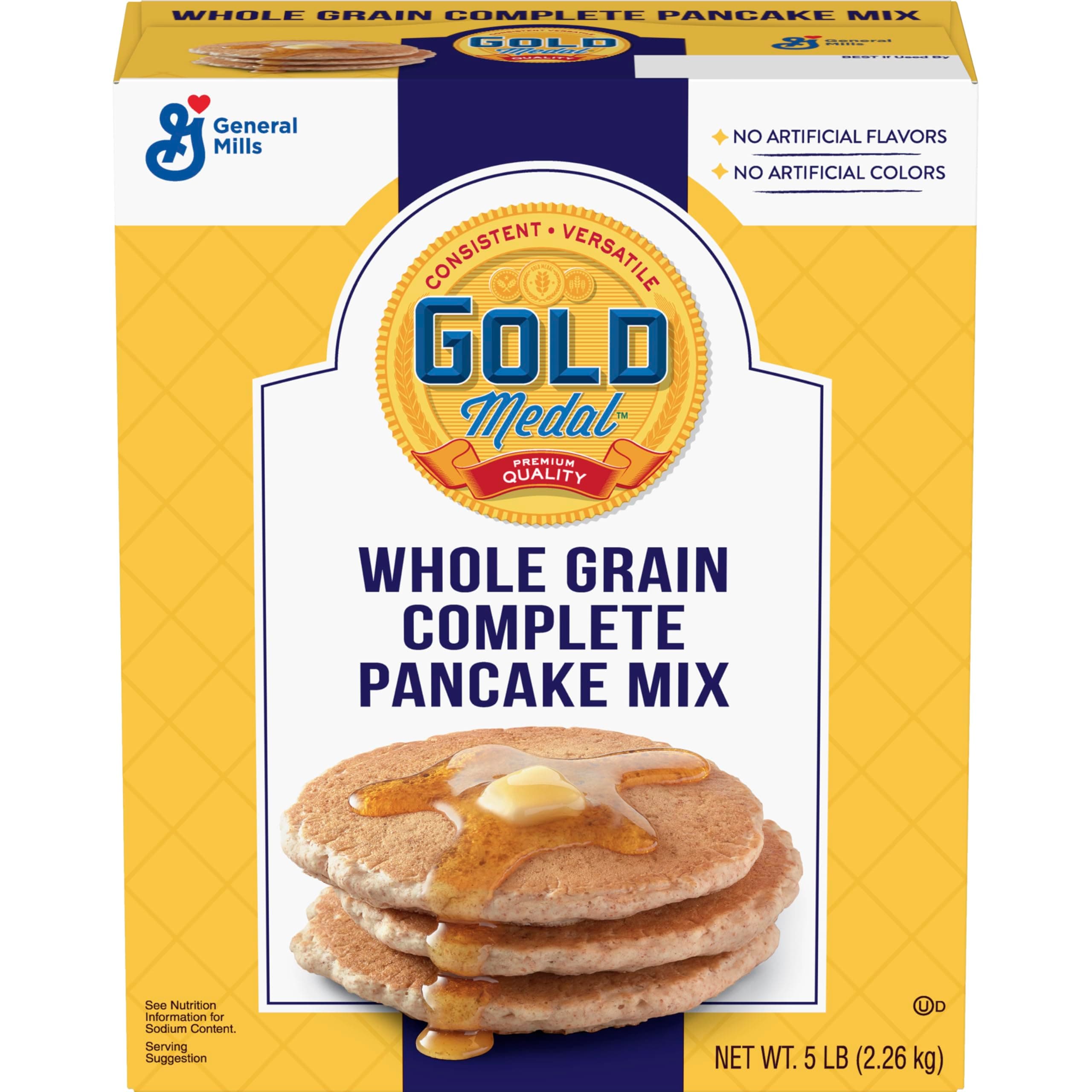 Gold Medal Whole Grain Complete Pancake Mix, Wheat , 5 Lb Box (Pack of 6)