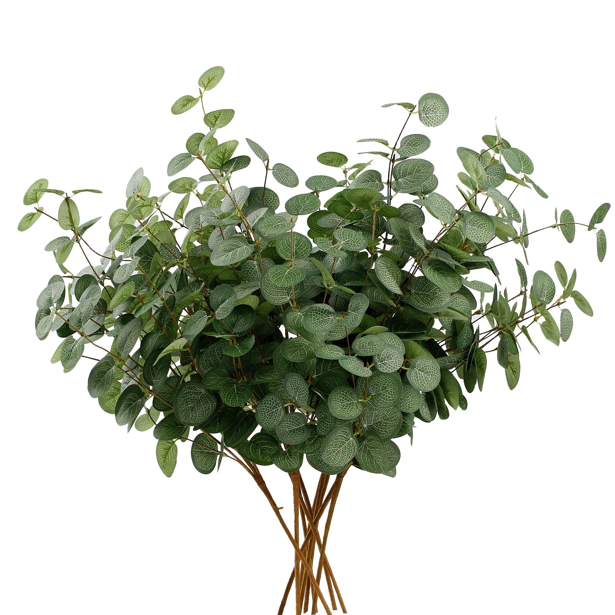 6 Bunches Eucalyptus Artificial Flowers, Artificial Eucalyptus Stems Leaves Branches Faux Silk Artificial Plants Green Foliage Greenery for Flower Arrangement Home Wedding Party Decoration