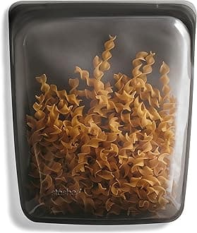 Silicone Reusable Storage Bag, Half Gallon Bag, Reusable Freezer Bag, Microwave, Dishwasher, Oven Safe, Sous Vide, Premium Lunch Container, Eco Friendly, Food Storage Bag, 64 oz, Black